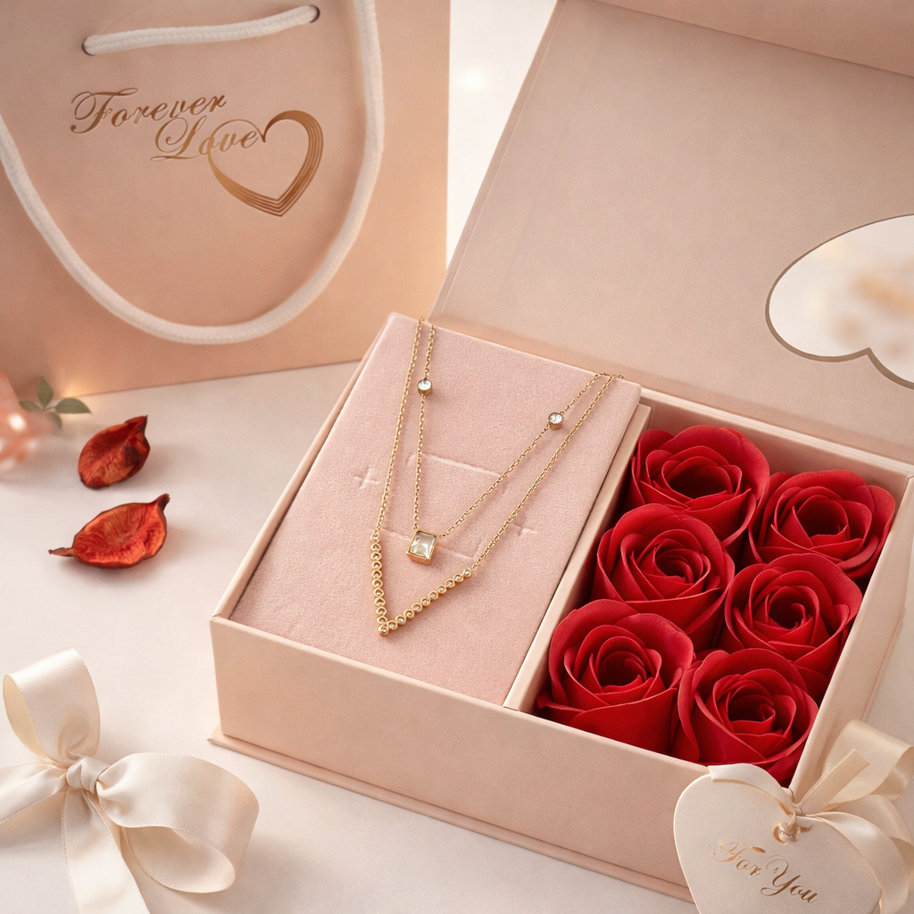 Forever Love Gift Box (Roses + Necklace Set)