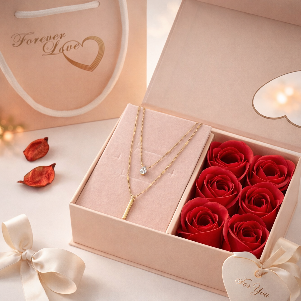 Forever Love Gift Box (Roses + Necklace Set)