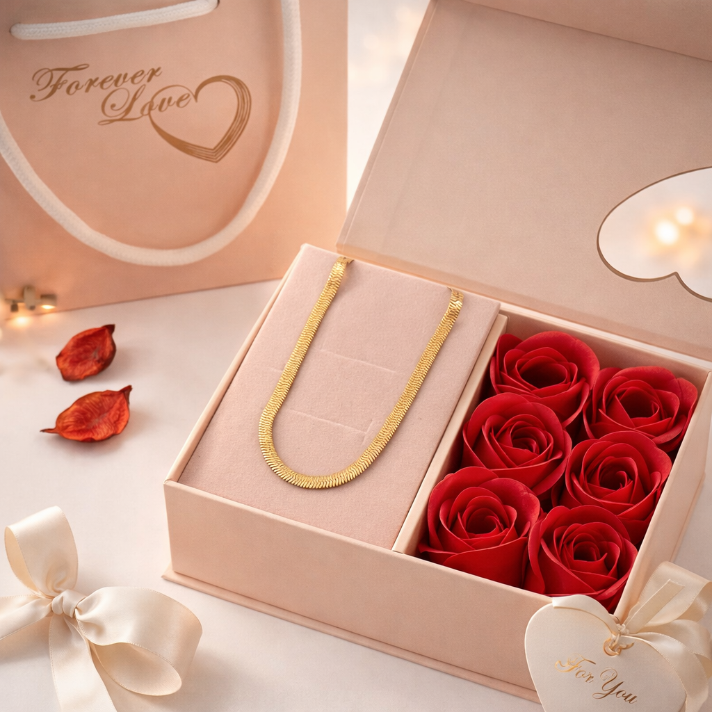 Forever Love Gift Box (Roses + Necklace Set)