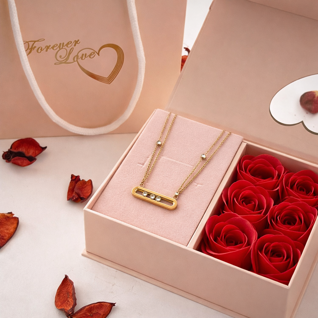 Forever Love Gift Box (Roses + Necklace Set)